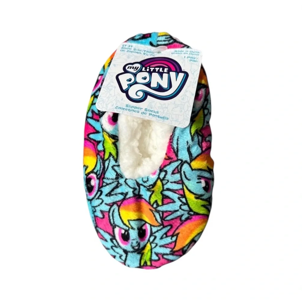 My Little Pony NWT Rainbow Dash Colorful Slipper Socks Gripper Soles Size 2T-3T